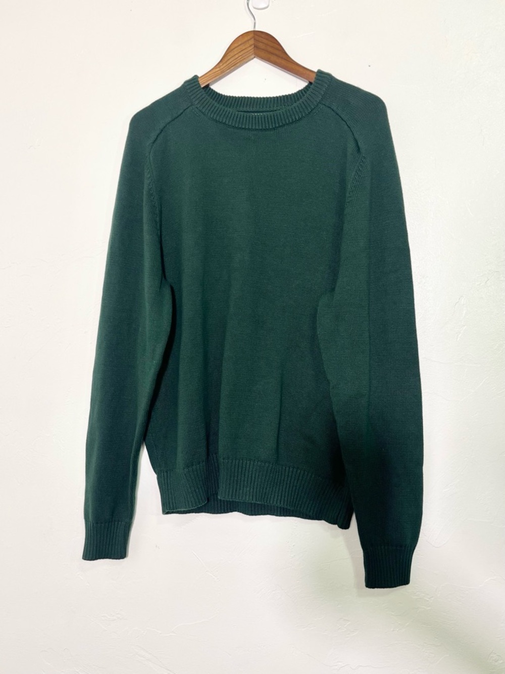 J. Crew Heritage Cotton Crewneck Sweater Men's XL Dark Forest Green Ribbed - Picture 7 of 14